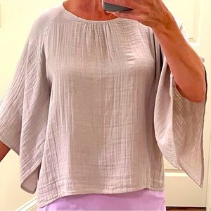 Stark X gray gauze flutter sleeve top